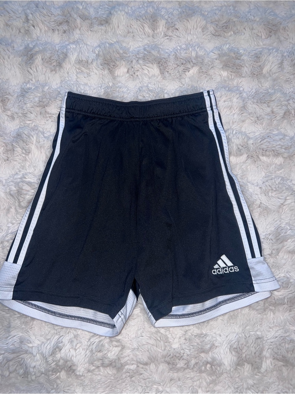 adidas Black Athletic Shorts with White Side Stripes